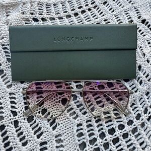 Longchamp Aviator Sunglasses with Gradiant Pink Lenses - Brand New